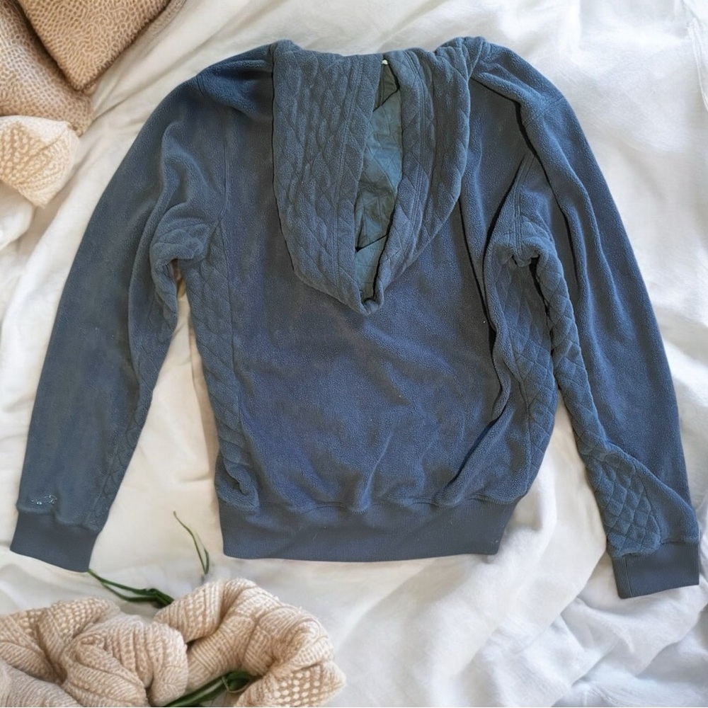 Horny Toad Blue Fleece Quilted Hoodie Large - Picture 2 of 4